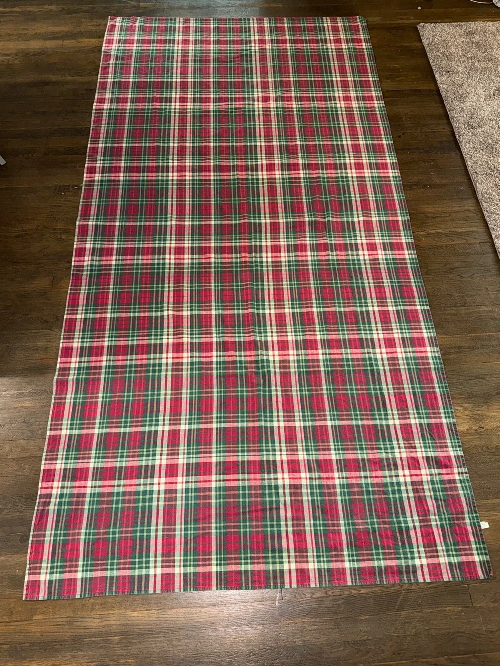 Vintage Avon Large Rectangular Red and Green Plaid Tablecloth